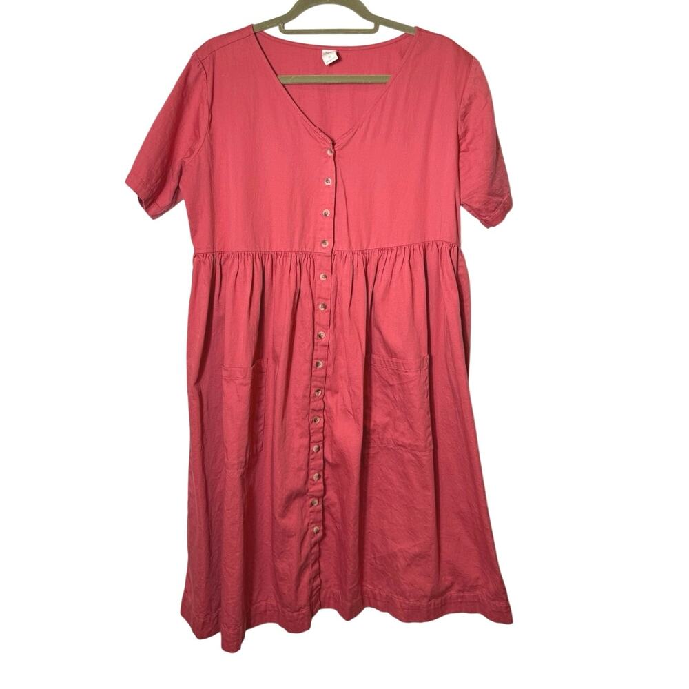 Button-Front V-Neck Midi Dress in Dusty Red - Picture 2 of 8